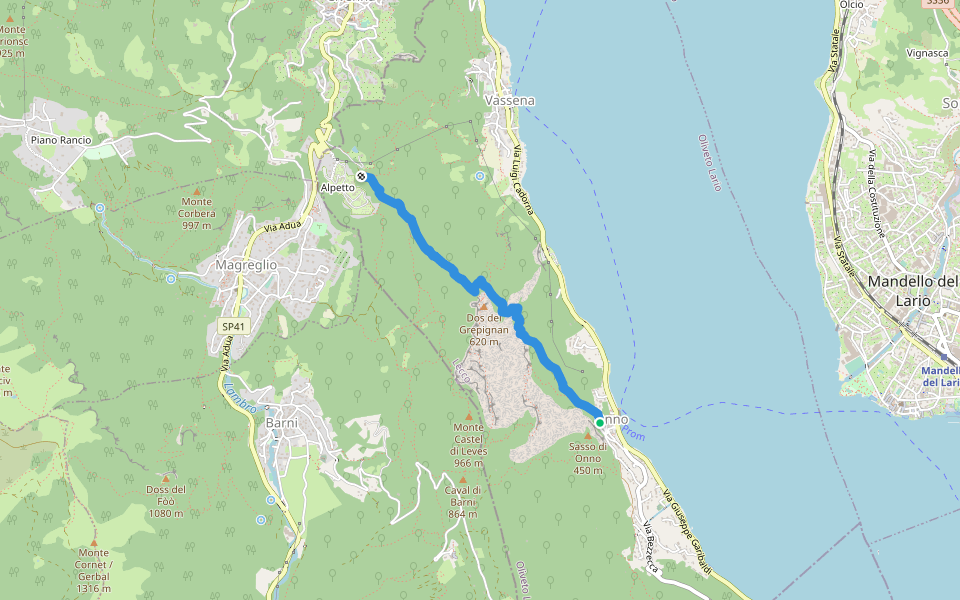 5 - Onno - Laghetto walking route map in Onno