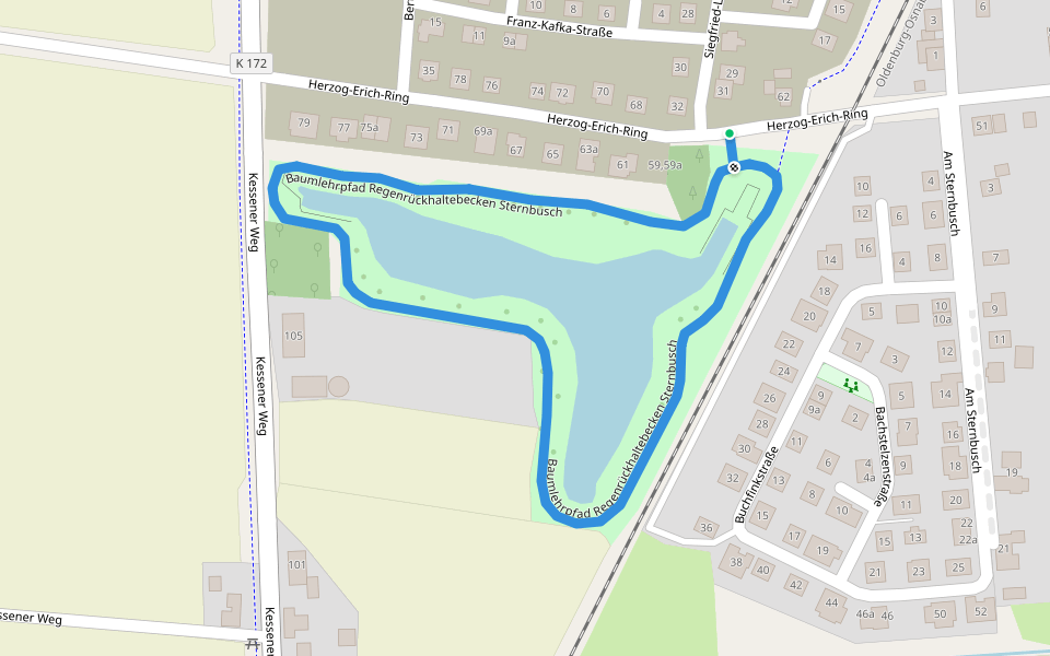 Baumlehrpfad Regenrückhaltebecken Sternbusch walking route map in Cloppenburg