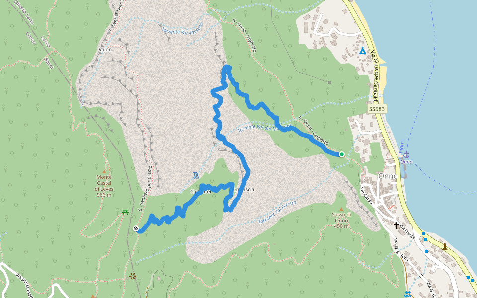 7 - Onno - Crezzo (via Piancabella) walking route map in Onno