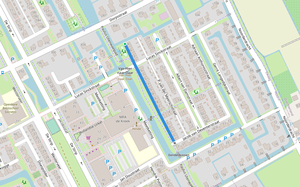 P. van der Meerschstraat walking route map in Zwaag