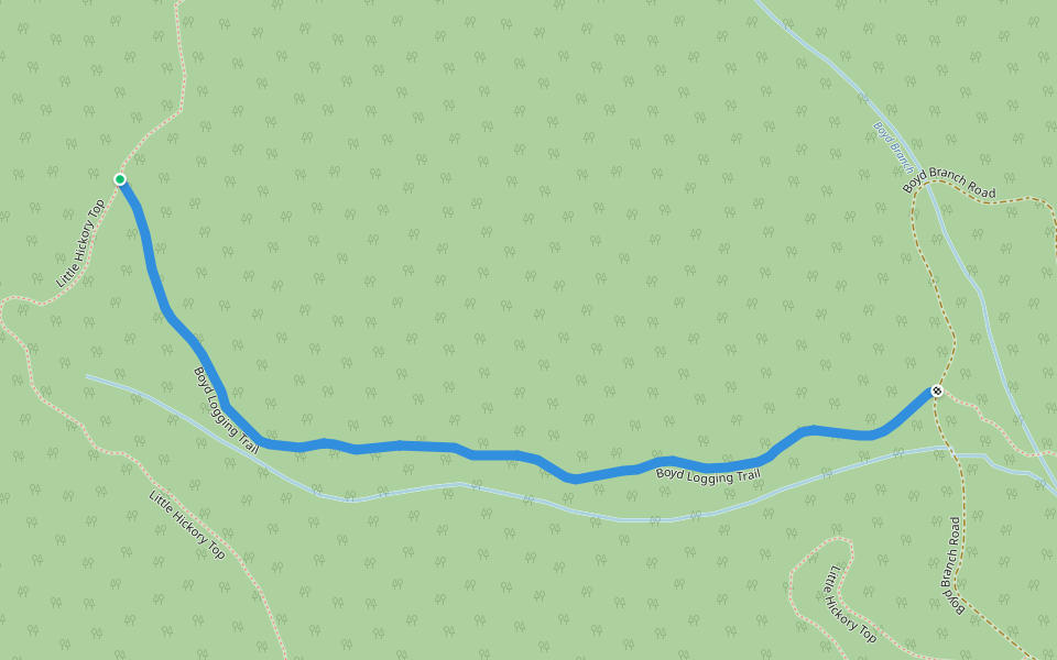 Boyd Logging Trail walking route map in Candler