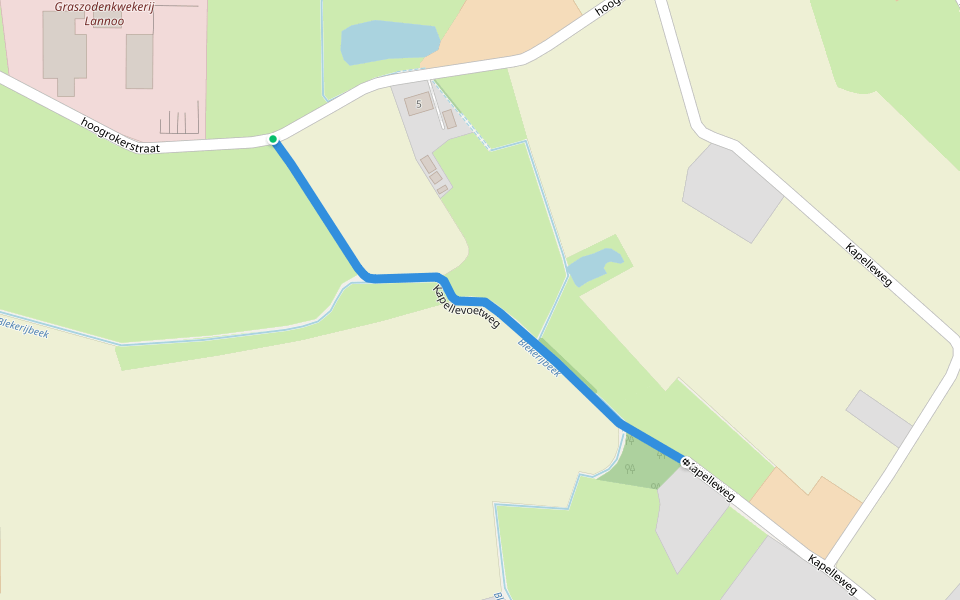 Kapellevoetweg walking route map in Pittem