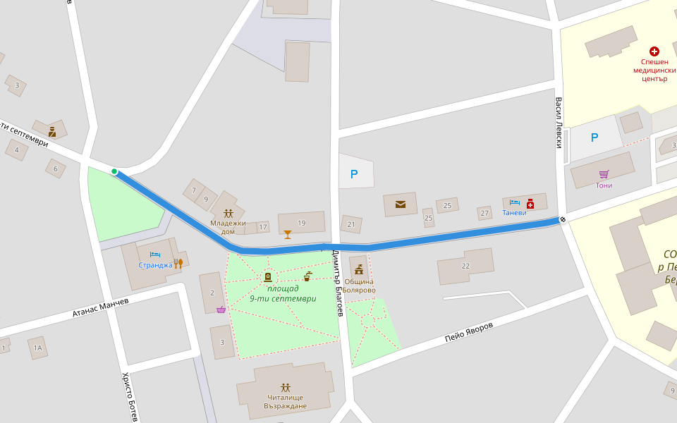 9-ти септември walking route map in Yambol