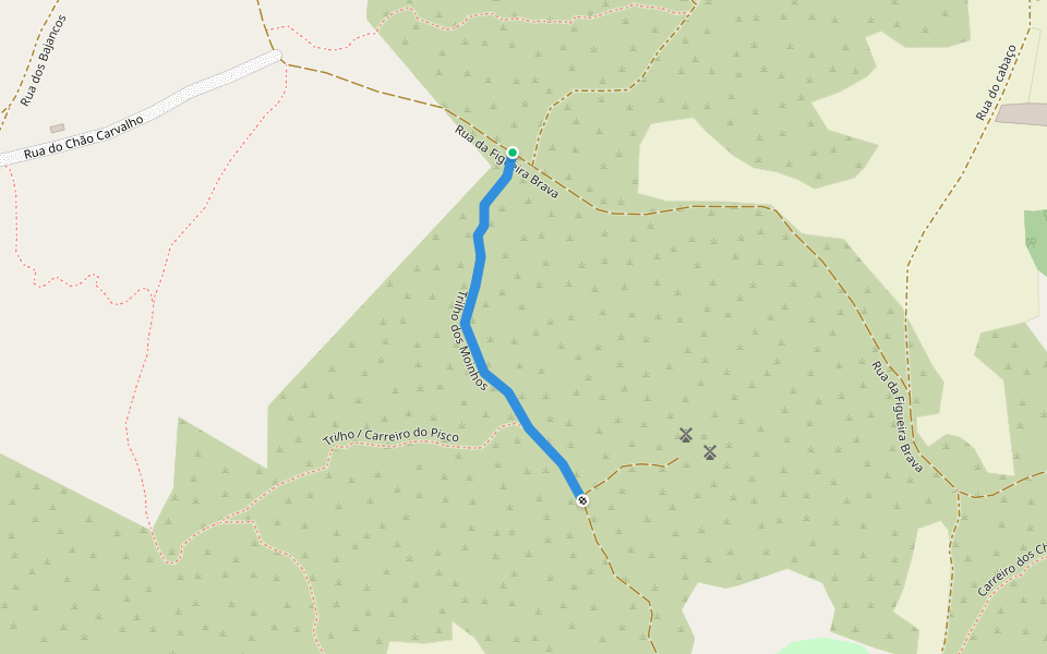 Trilho dos Moinhos walking route map in Barreira de Água