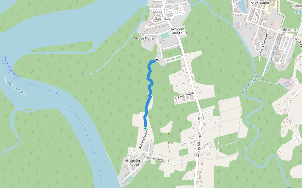Chemin marécageux walking route map in Saül