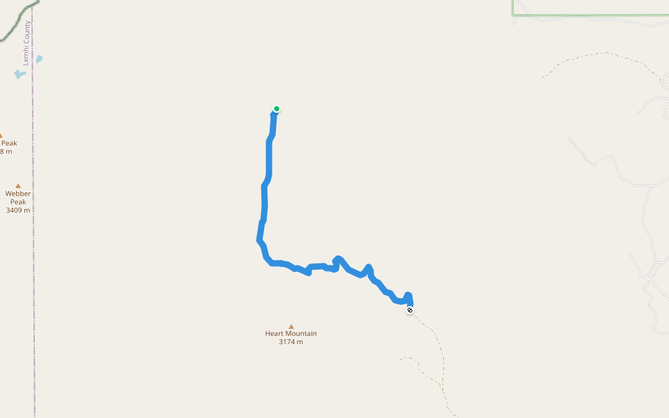 Meyers Creek Trail walking route map in Dubois