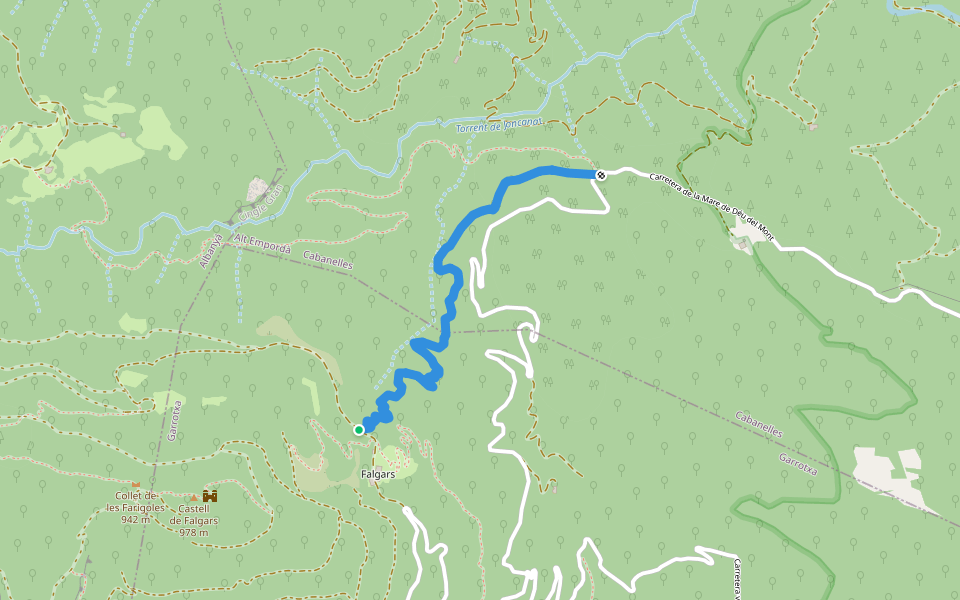 Camí de la Mare de Déu del Mont walking route map in Beuda