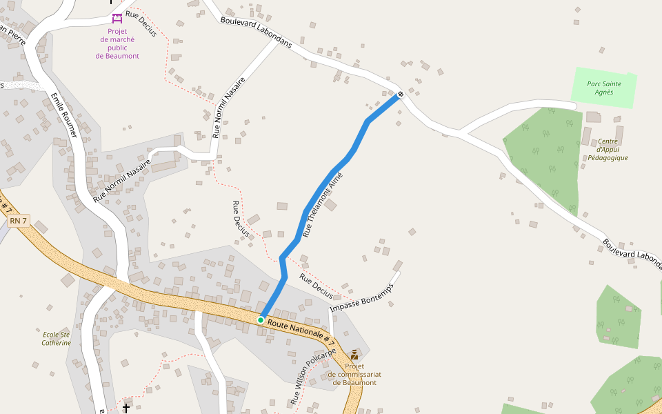 Rue Thelamont Aimé walking route map in Beaumont