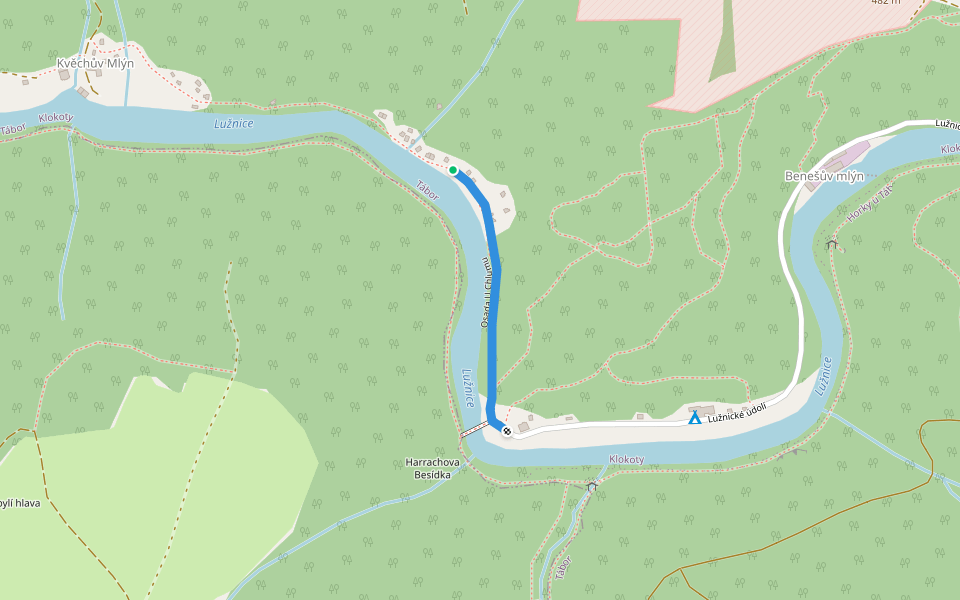 Osada U Chlumu walking route map in Tabor