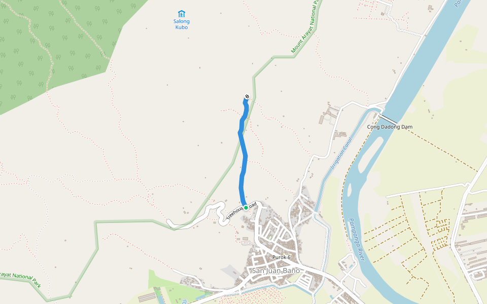 Landslide Trail walking route map in Arayat