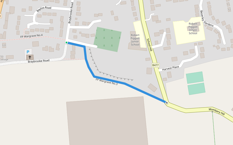 FP Wargrave No.3 walking route map in Wargrave
