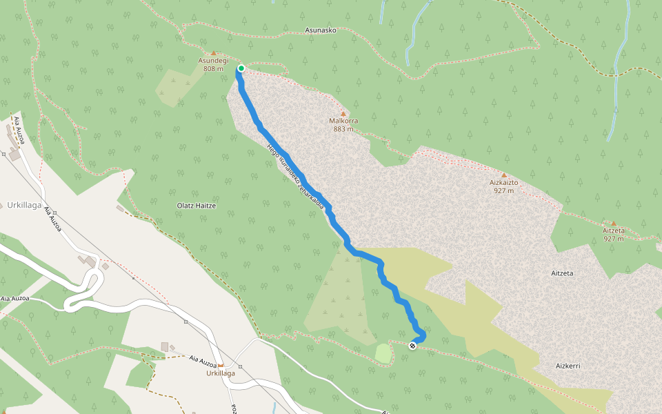 Hego isurialdeko zeharkaldia walking route map in Ataún