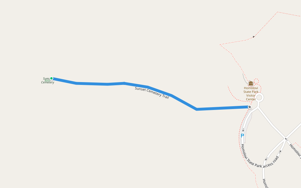 Sunset Cemetery Trail walking route map in Winslow