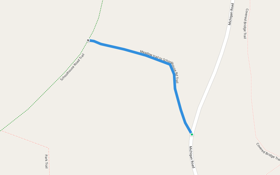 Meadow trail to Schoolhouse Rd Trail walking route map in Pound Ridge