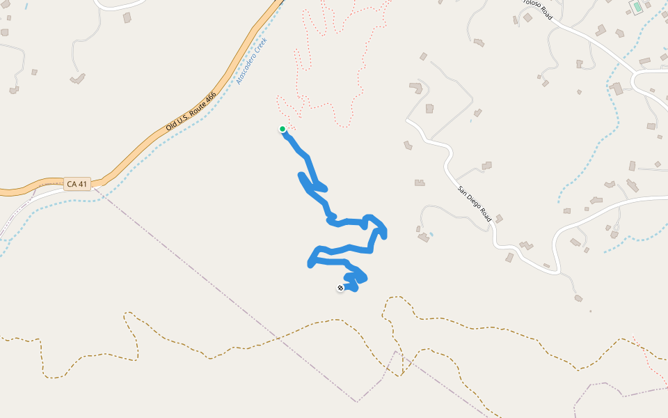 Madrone Trail walking route map in Atascadero