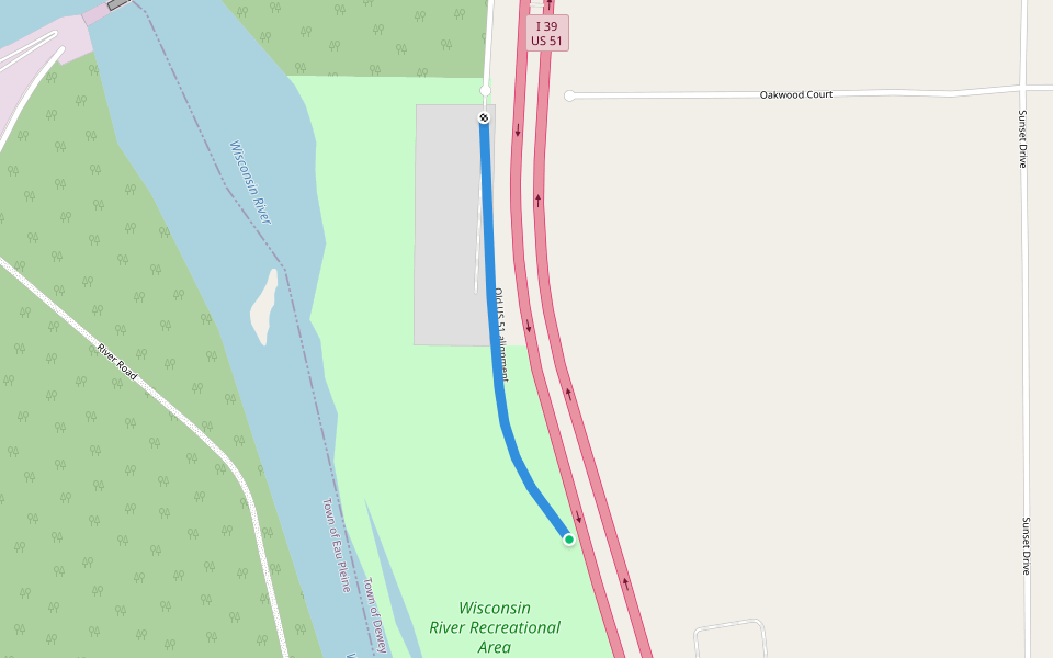 Old US 51 alignment walking route map in Mosinee
