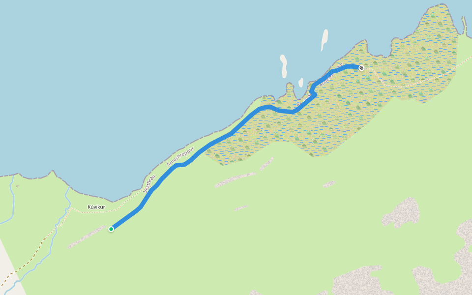 Kambur walking route map in Djúpavík