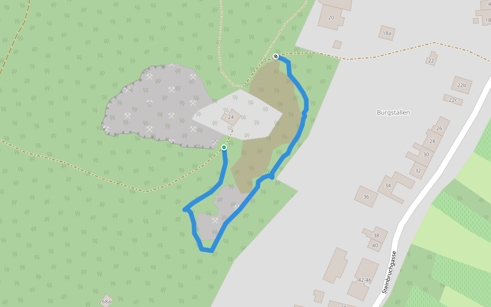 Pfad zur Umgehung des Grundstücks walking route map in Baden