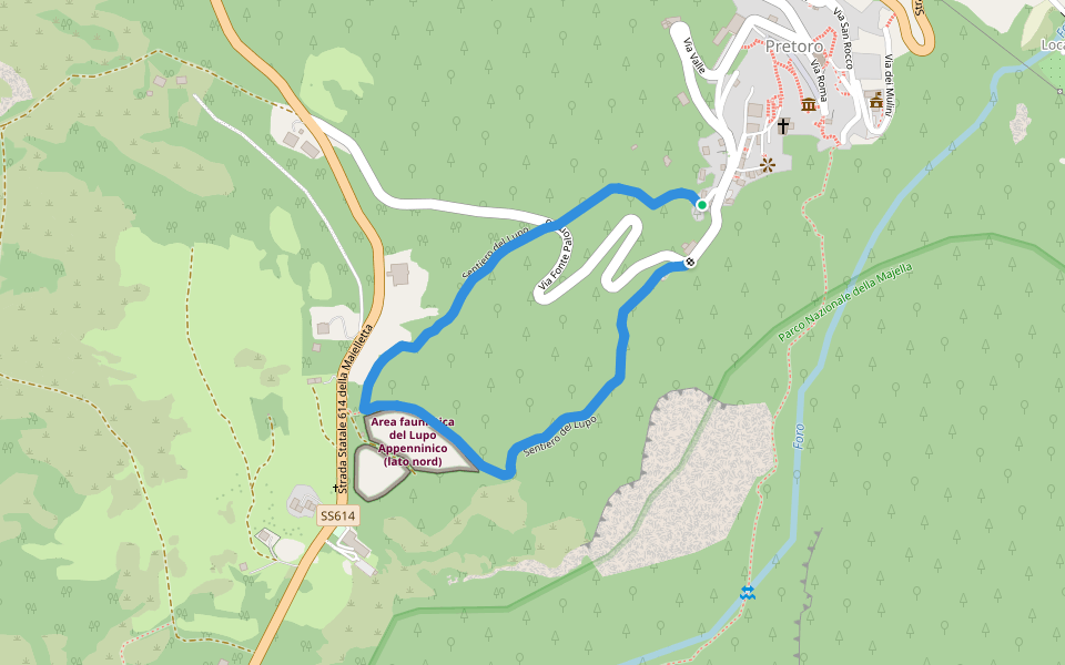 Sentiero del Lupo walking route map in Pretoro