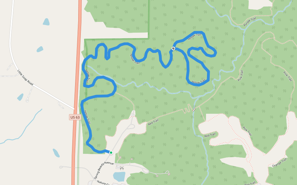 Yellow Trail walking route map in Bloomfield