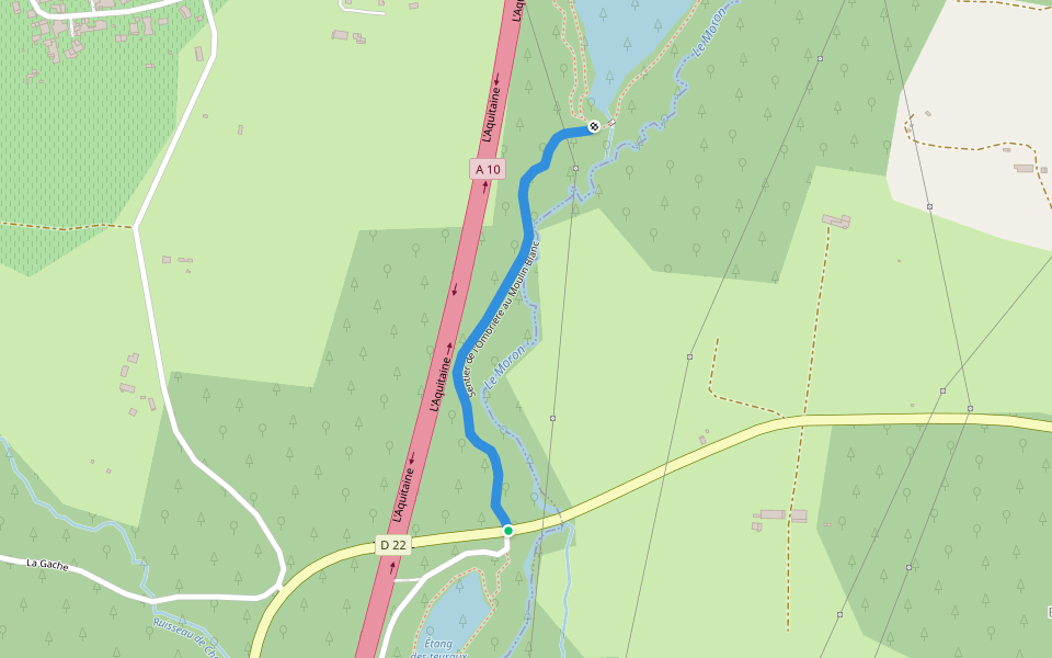Sentier de l'Ombriere au Moulin Blanc walking route map in Saint-Savin