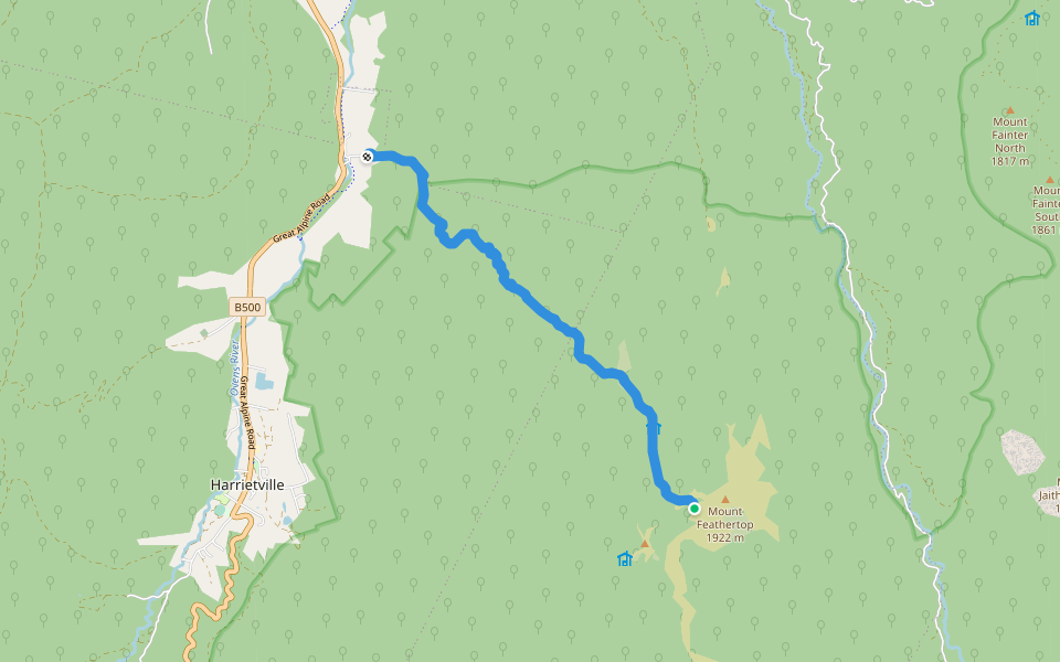 Northwest Spur Track walking route map in Hotham Heights