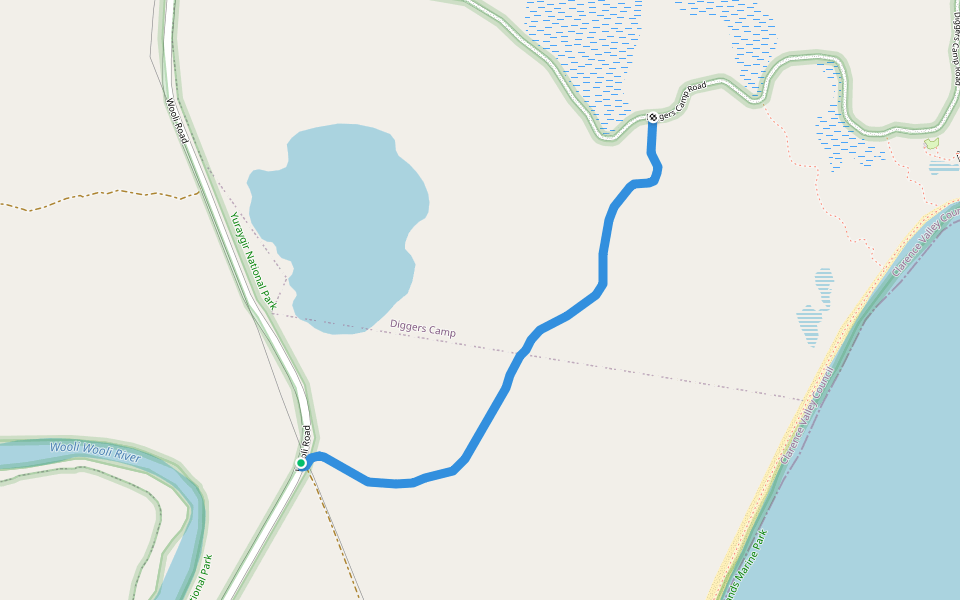 Faulkners Trail walking route map in Wooli