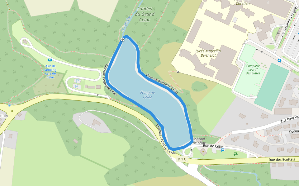 Chemin Pédestre Célac walking route map in Questembert