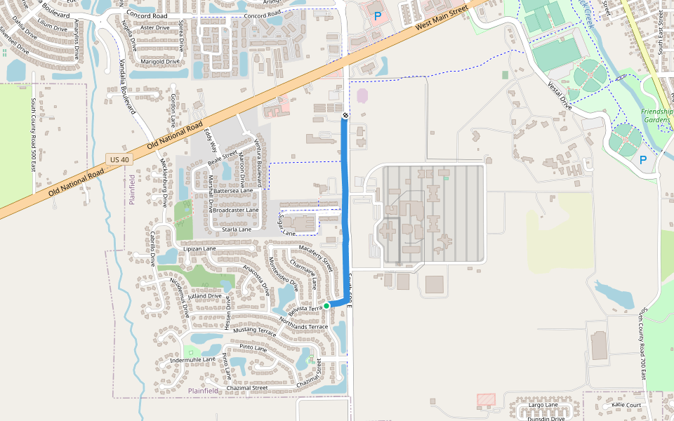Sugar Grove Trail walking route map in Plainfield