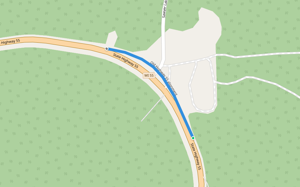 Old Highway 55 alignment walking route map in White Lake