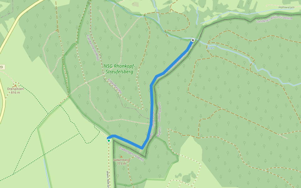 ehem. NVA-Grenzweg (Grünes Band) walking route map in Frankenheim/Rhön