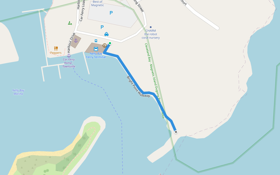 Bright Point Walkway walking route map in Nelly Bay