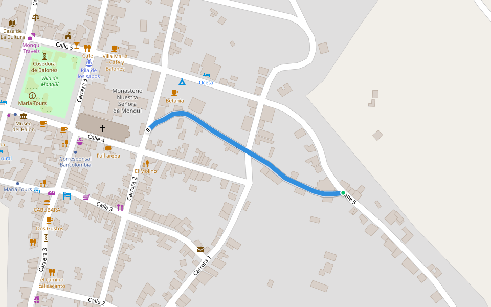 Calle 4a walking route map in Tunja