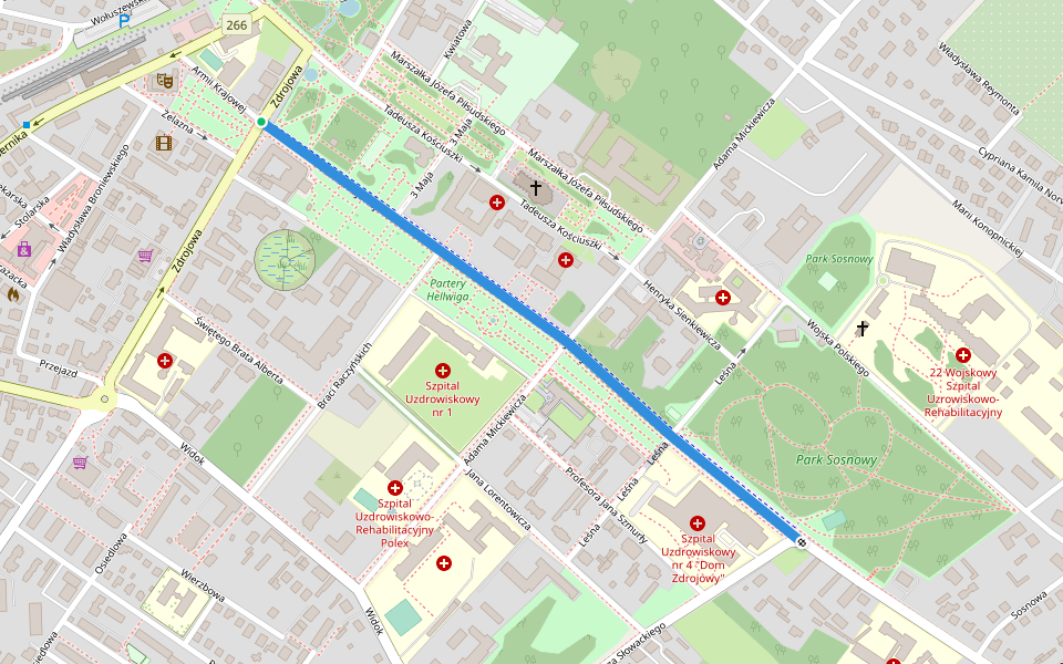 Armii Krajowej walking route map in Ciechocinek