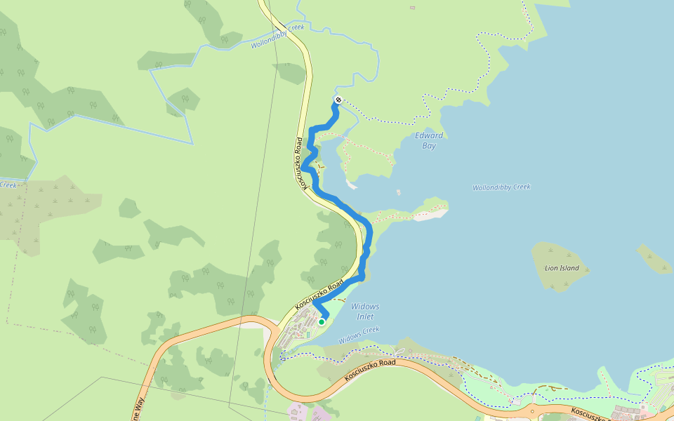 Hatchery Bay Track walking route map in Jindabyne