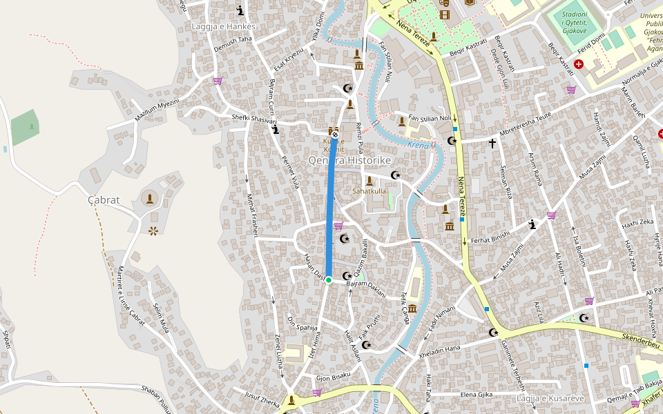 Sulejman Hadum Aga walking route map in Gjakova
