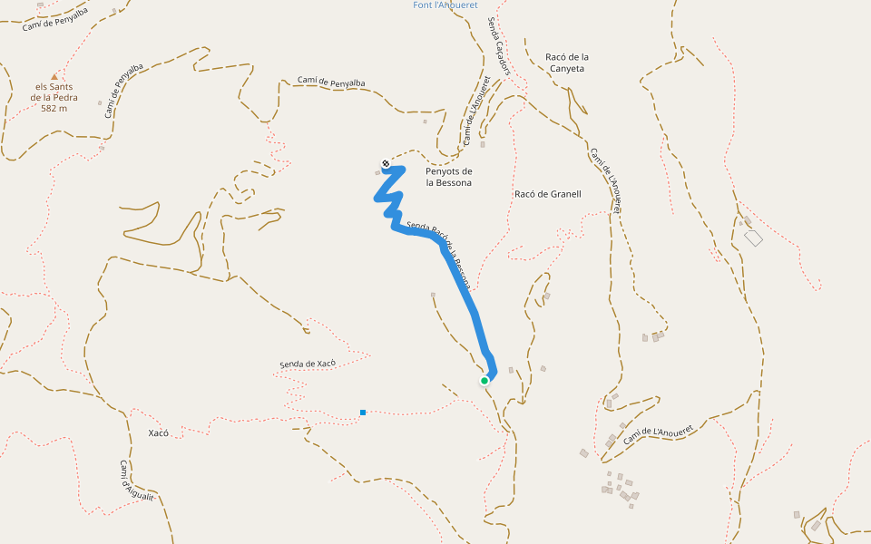 Senda Racó de la Bessona walking route map in Vall de Uxó