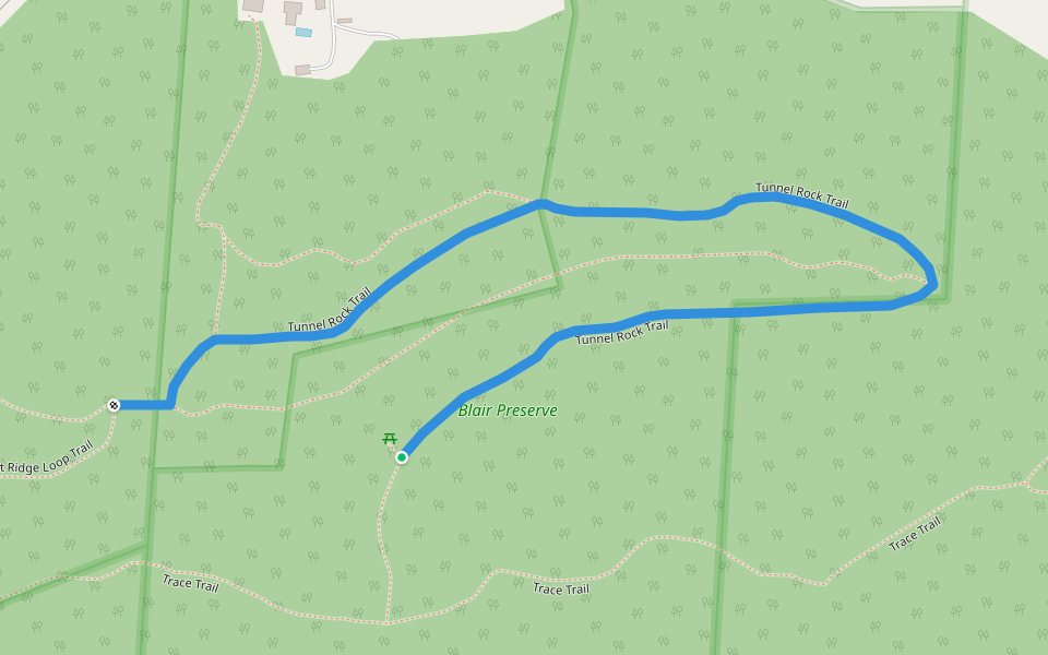 Tunnel Rock Trail walking route map in Athens