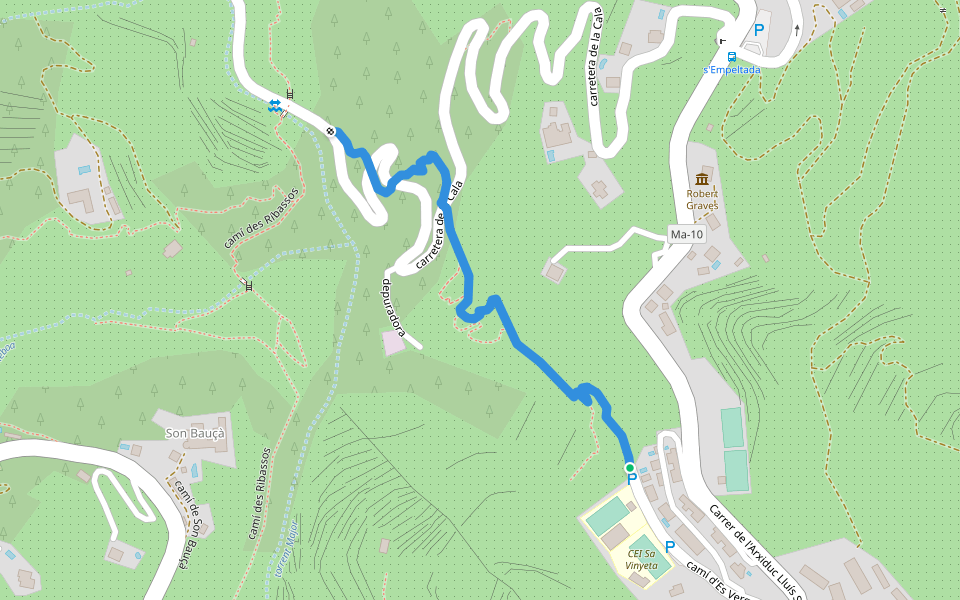 camí de sa Vinyeta walking route map in Deià