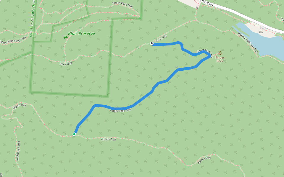 Finger Rock Trail walking route map in Athens