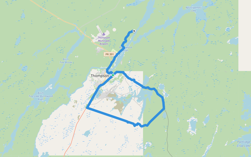 Snoman Trail walking route map in Thompson