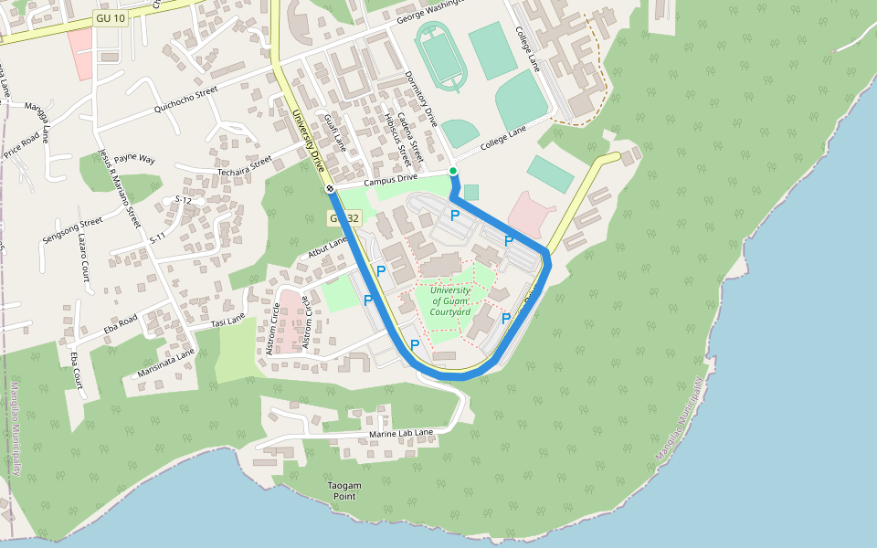 University of Guam 1 Mile Foot Path walking route map in Hagåtña