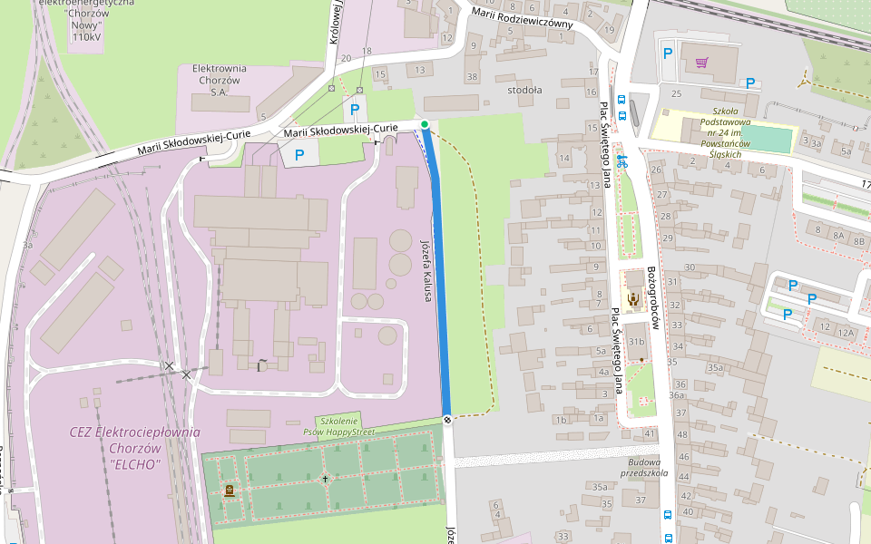 Józefa Kalusa walking route map in Chorzów