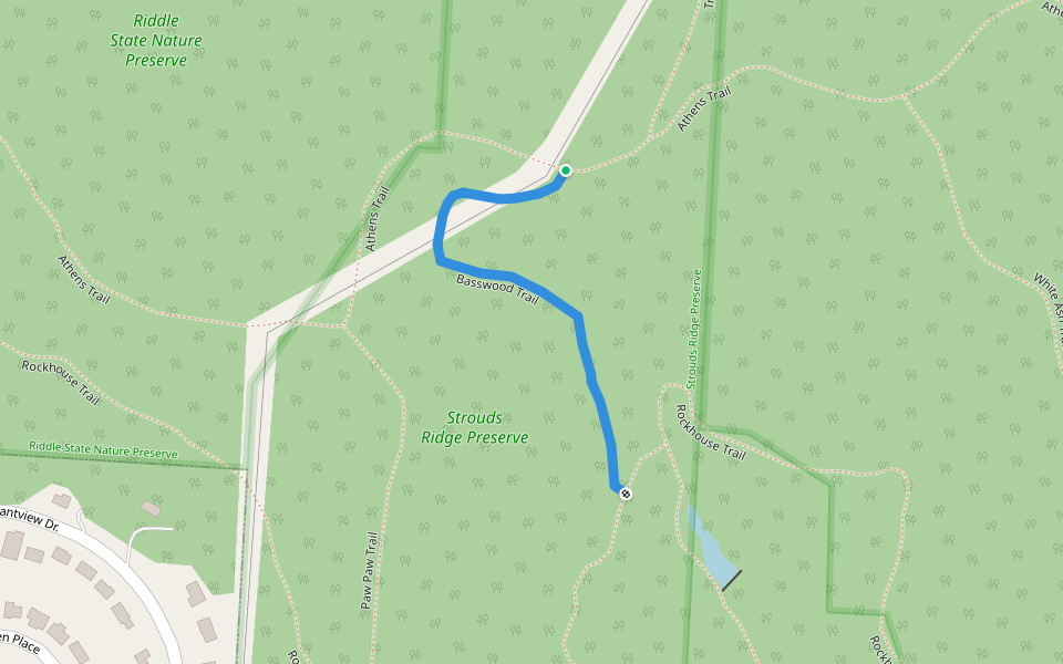 Basswood Trail walking route map in Athens