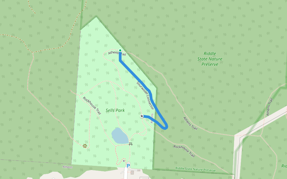 Sourwood Connector walking route map in Athens