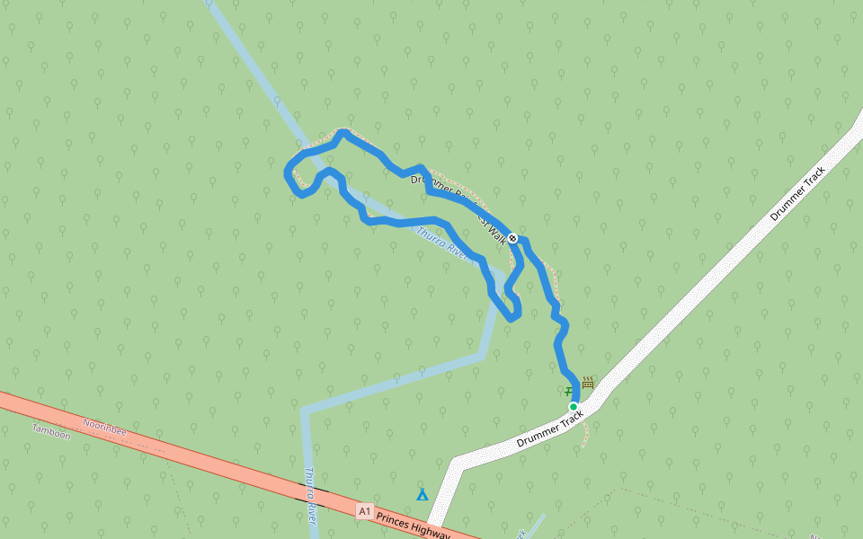 Drummer Rainforest Walk walking route map in Noorinbee