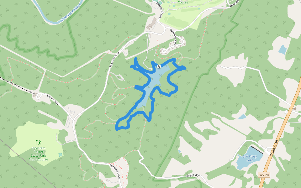 Lake Shore Trail walking route map in Pipestem