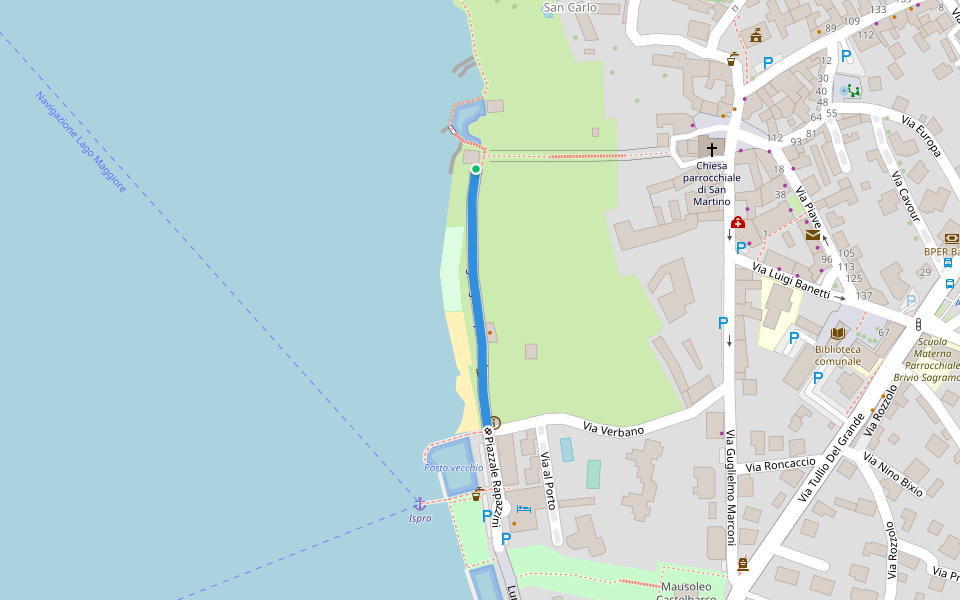 Lungolago Vespucci walking route map in Ispra
