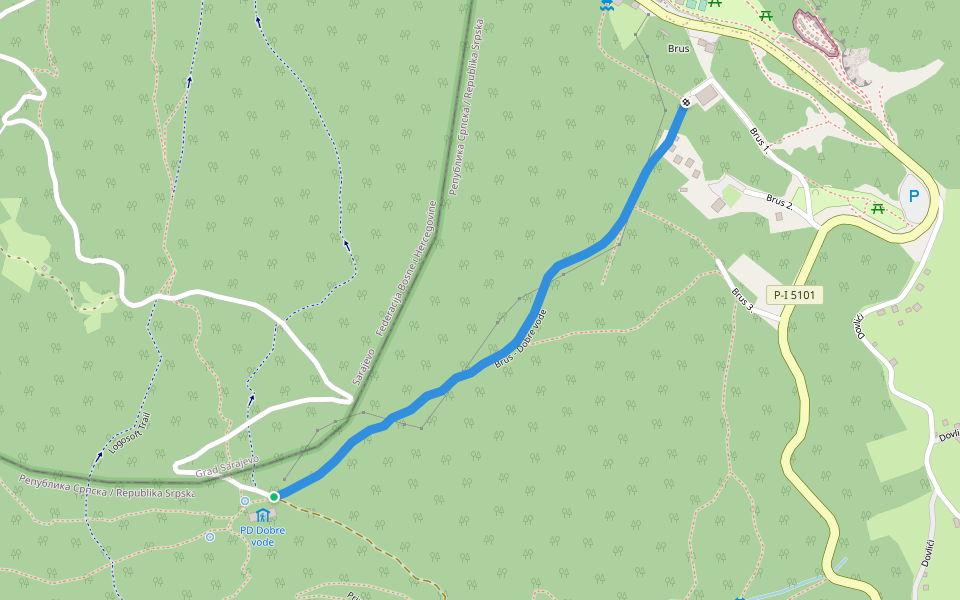 Brus - Dobre vode walking route map in Dovlići