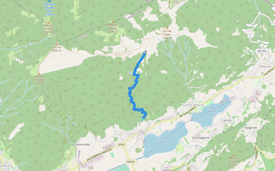 Tragol dele Vache walking route map in Lago